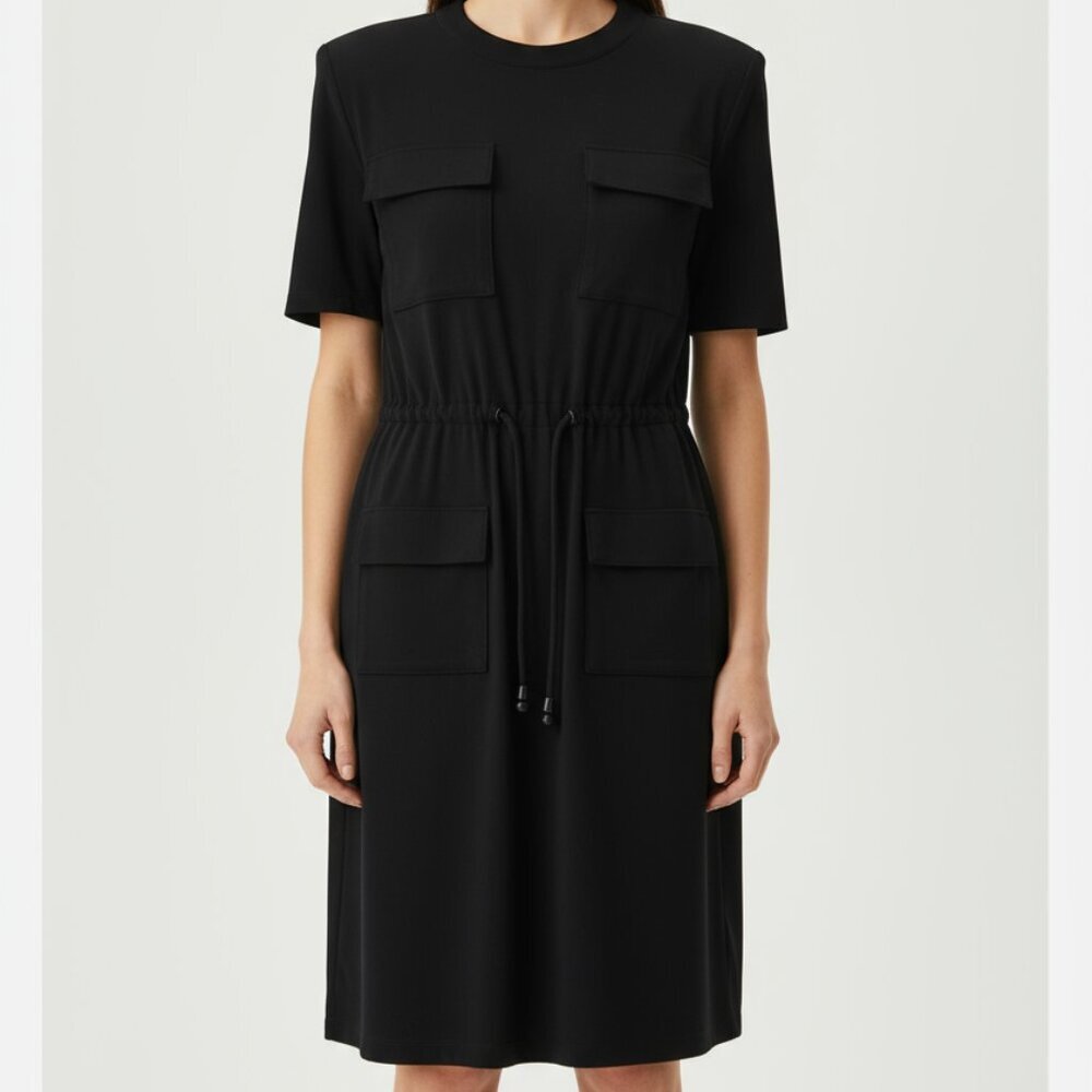 Alfani petite great escape deep black dress with pocket. Size PP